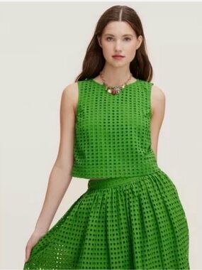 kate spade x Target Bright Green Eyelet A-Line Crop Top, size large
